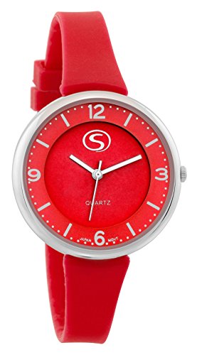 M C Unisex sportliches rot Gesicht rot Silikon Band Armbanduhr mit japanischem Quarz sn9659rd