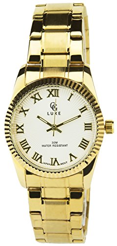 GG LUXE SILBER Quarz Stahlgehaeuse Anzeige Analog Water resist 30M 3ATM Armband Stahl GOLD