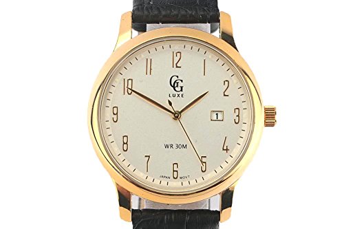 GG Luxe Armbanduhr Leder schwarz Zifferblatt gold Arthur