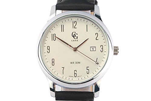 GG Luxe Armbanduhr Leder schwarz und Zifferblatt Stahl Arthur