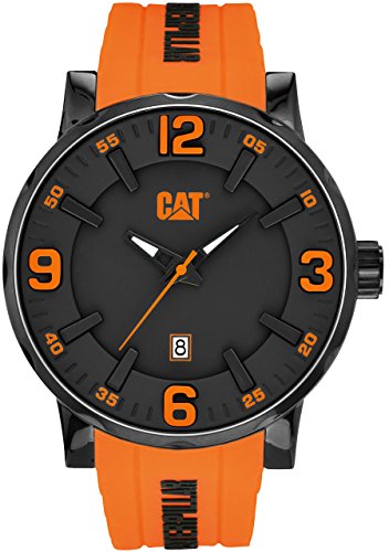 Cat Bold Men46 mm Herren Quarzuhr mit schwarzem Zifferblatt Analog Anzeige und Silicone Strap NJ 161 24 134 Orange