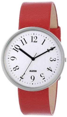 Alessi Unisex-Armbanduhr Analog Quarz Leder rot AL6004