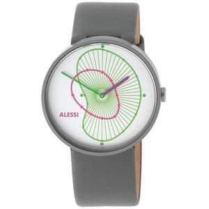 Alessi Damen-Armbanduhr Quarz Analog Edelstahl Lederband Mineralglas