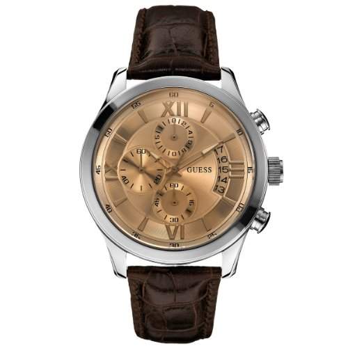 Guess Herren-Armbanduhr Mens Dress Chronograph Quarz Leder W0192G1