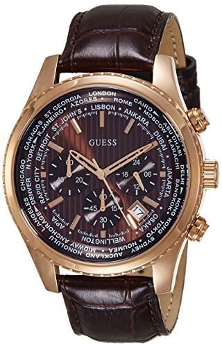 Guess Herren-Armbanduhr Chronograph Quarz Leder W0500G3
