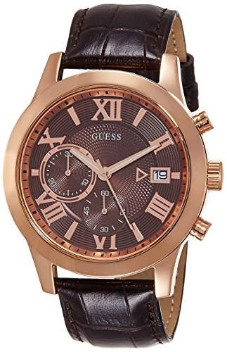 Guess Herren-Armbanduhr Chronograph Quarz Leder W0669G1