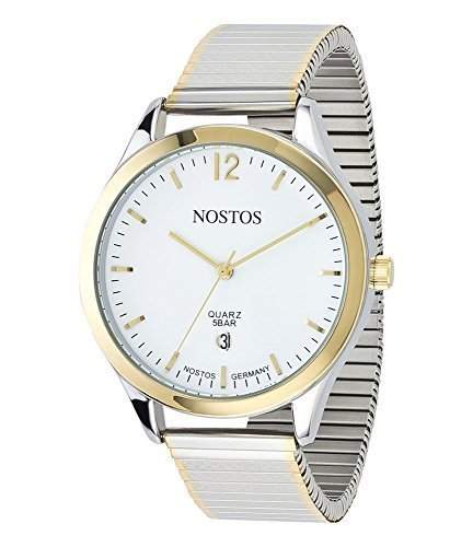 Nostos by Osco Germany Klassisch-elegante Armbanduhr Herrenuhr Edelstahl-Flexband Bicolor NOS06148001