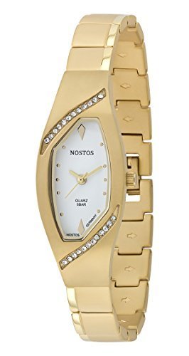Nostos Titan by Osco Germany Noble Armbanduhr vergoldet Titan Weiss Steinchen NOS06143001