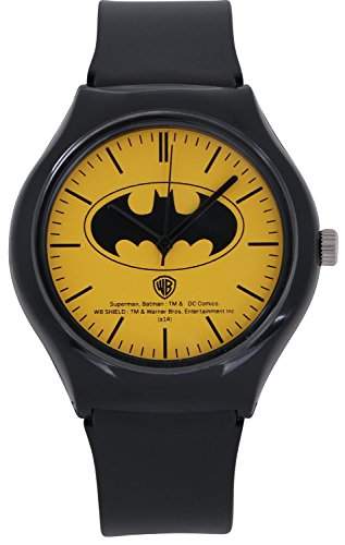 ililily DC Comics Classic Batman Logo W Chic Black Band Fashion Casual Watch watch-011-1