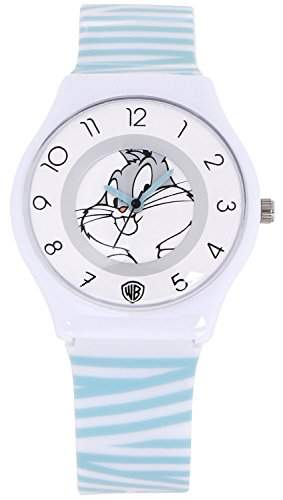 ililily Looney Tunes Bugs Bunny Logo W 2 Tone Stripe Band Casual Fashion Watch watch-021-1