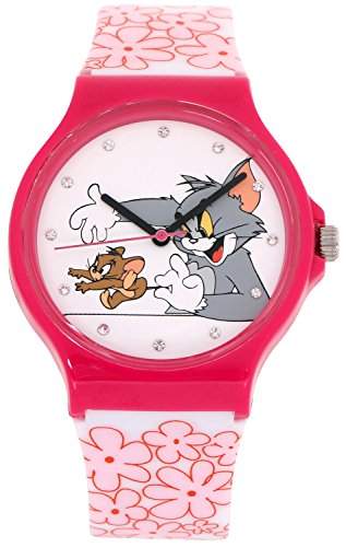 ililily Tom and Jerry Cartoon Logo W Floral Pattern Band Casual Fashion Watch watch-031-1