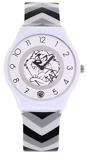 ililily Looney Tunes Taz Logo W Striped Pattern Band Casual Fashion Watch watch-040-1