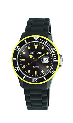 AM:PM Herren-Armbanduhr PM139-G217 Kunststoff Gehaeuses Schwarz Silikon Armband Quartz