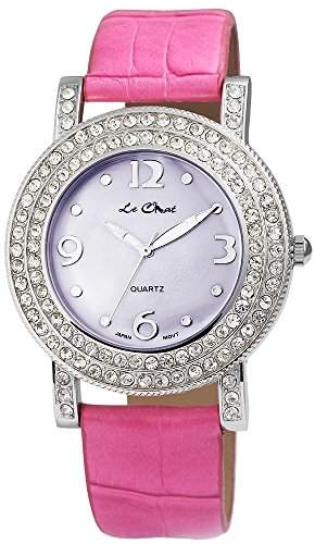 Damenuhr mit Lederimitationarmband Lila Armbanduhr Uhr 100323800010
