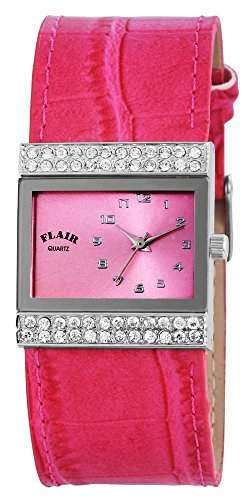Damenuhr mit Lederimitationarmband Pink Armbanduhr Uhr 100325500035