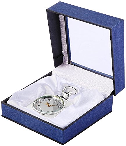 Analog Taschenuhr mit Quarzwerk 485722000034 Silberfarbiges Gehaeuse im Masse 44mm x 14mm mit Mineralglas