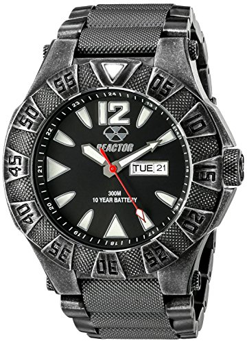 Reactor 53601 Herren Strainless Stahl schwarz Armband Band schwarz Zifferblatt Uhr