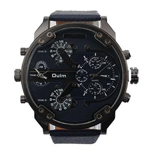 HandLifeTM Luxus-Militaerarmee-Dual Time Large Quartz Dial Armbanduhr Oulm Blue