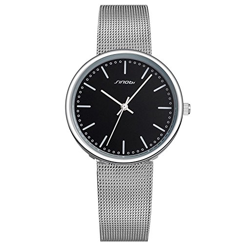 XLORDX Classic Quarzuhr Uhr Modisch Zeitloses Design klassisch silber Mesh Metall Armband Schwarz