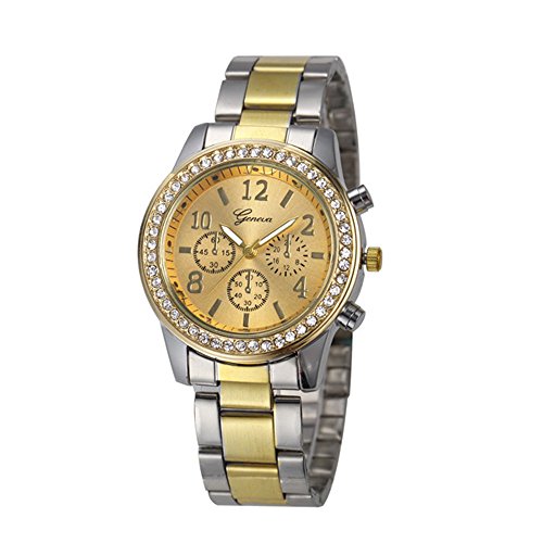 XLORDX Geneva Luxus Designer Strass Rosegold Uhr Chronograph Optik Strassuhr Blogger Bloggeruhr Silber Gold