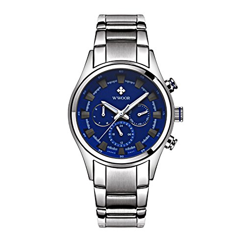 XLORDX Luxus Analog Quartz Chronograph Datum Edelstahl Sport Uhr Blau