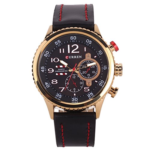 XLORDX Curren Classic Quarzuhr Armbanduhr Sport Uhr modisch Zeitloses Design klassisch Leder Gold Schwarz