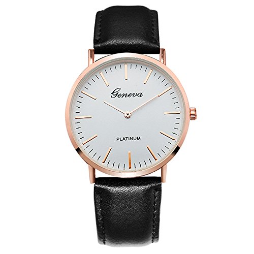 XLORDX Geneva Classic St Mawes Quarzuhr Armbanduhr elegant Uhr modisch Zeitloses Design klassisch Leder weiss schwarz