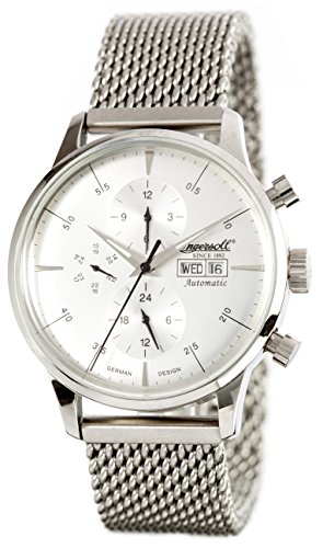 Ingersoll Herren Automatik Uhr mit weissem Zifferblatt Chronograph Anzeige und Silber Edelstahl Gurt IN2819WHMB