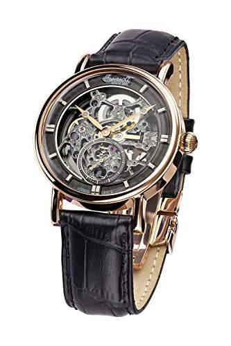 Ingersoll Armbanduhr Herrenuhr Automatik Nez Percé - Analoge Uhr mit schwarzem Lederarmband und grauem Zifferblatt - 30m3atm - IN1918RBK