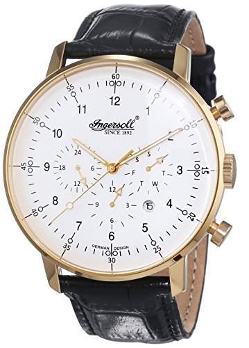 Ingersoll Herren-Armbanduhr XL Houston Chronograph Automatik Leder IN2816GWH