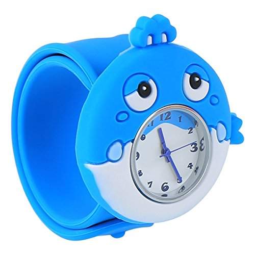 ccbetter® Kinder Bunte Silikon Armbanduhr, Cartoon Kinderuhren, Jungen Maedchen Uhren Whale Blau