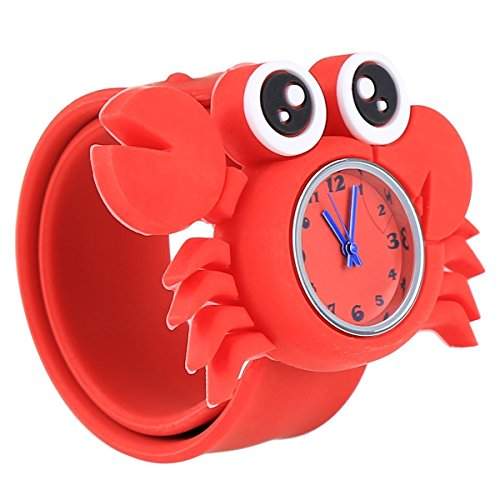 ccbetter® Kinder Bunte Silikon Armbanduhr, Cartoon Kinderuhren, Jungen Maedchen Uhren Crab Rot
