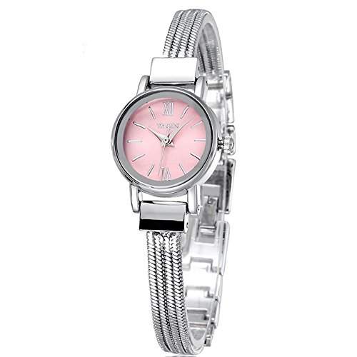 Schick Armbanduhr Damenuhr Damen Uhr Analog Geschink watch gift silber Pink