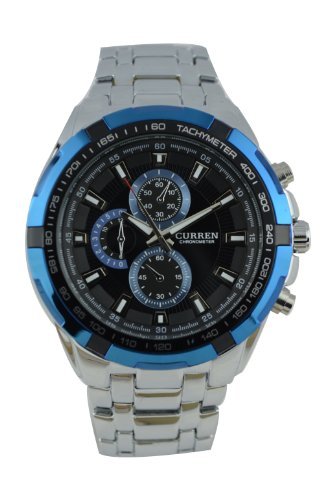 DragonPad Luxus Herren Sport Uhren Armbanduhren Sportuhr Analog Wrist Watch Edelstahl silber Blau