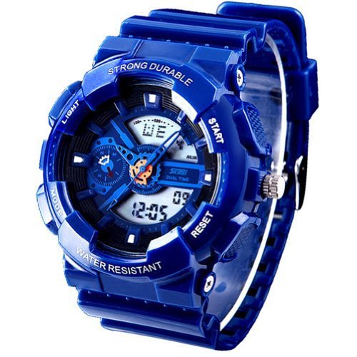 DragonPad Herren Sport Uhren Armbanduhren Sportuhr Analog Digital Wrist Watch muti funktion schwarz Blau