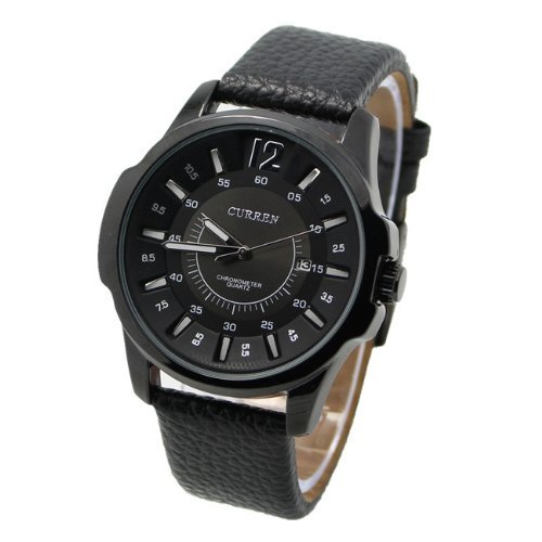 DragonPad Modern Herren Sport Uhren Armbanduhren Sportuhr Analog Wrist Watch PU Leder schwarz