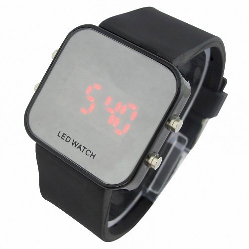 DragonPad Unisex LED Digital Damen Herren Armband Uhren Sportuhr Wrist Watch Spiegel schwarz