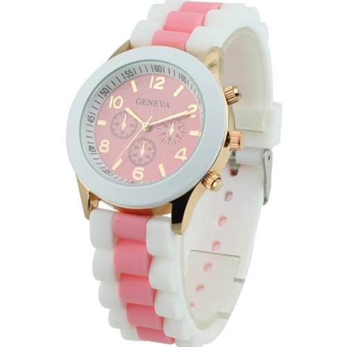 DragonPad Fashion Damen Sport Uhren Armbanduhr Damenuhr Geschink Analog weiss pink