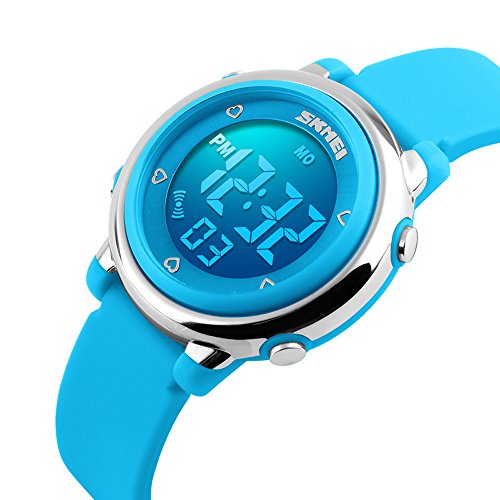 SKMEI Kinder Sport Armbanduhr Resin Digital Quarz Kalender Alarm Chronograph 5ATM wasserdicht blau 1100