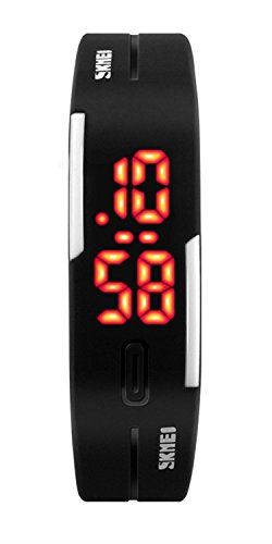 SKMEI Damen Fashion Armbanduhr Resin Armband LED Digital Kalender schwarz 1099