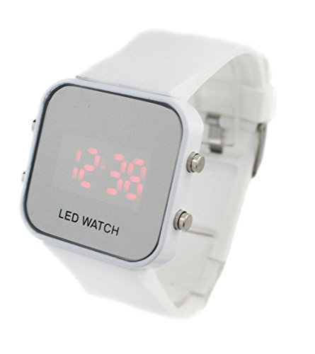 YARBAR LED Armbanduhr Spiegel Digitale laessig Sport Silikon Band Uhr fuer Maenner und Frauen
