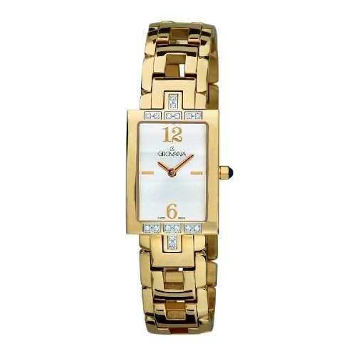 Grovana - 45607112 Damen-Armbanduhr Alyce Quarz analog Armband Edelstahl vergoldet