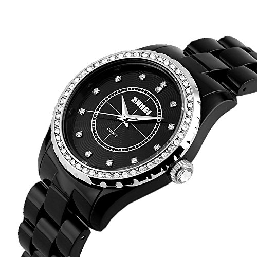 Mode Elegant Strass PC Uhrarmband Damen Schwarz big