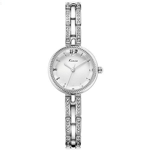 Mode Strass Armband Uhr Damen Silber Weiss