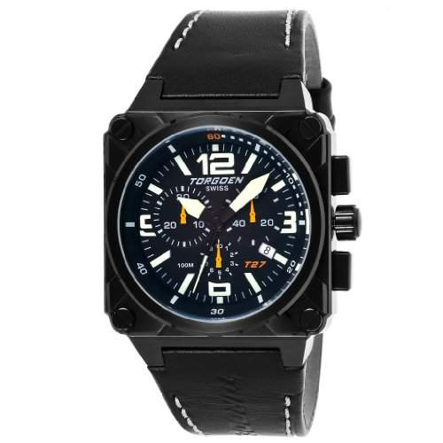 Torgoen Herren-Armbanduhr Analog Leder schwarz T27101