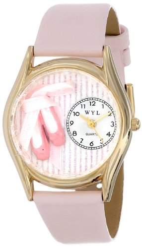 Whimsical Watches Unisex-Armbanduhr Ballet Shoes Pink Leather And Goldtone Watch #C0510005 Analog Leder mehrfarbig C-0510005