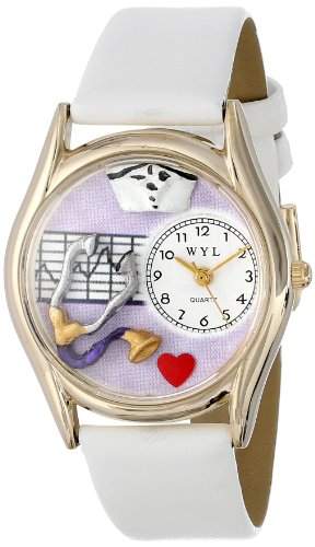 Drollige Nurse Uhren, Weiss und Lila goldfarben Unisex Quartz-Uhr mit weissem Zifferblatt Analog-Anzeige und C-0610032 Mehrfarbige Lederband