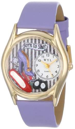 Drollige Uhren Schuh lavendel Shopper Leder und goldfarbener Unisex Quartz-Uhr mit weissem Zifferblatt Analog-Anzeige und C-1010006 Mehrfarbige Lederband
