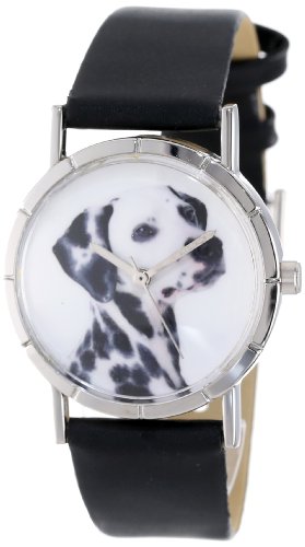 Drollige Uhren Dalmatiner Schwarz silberfarben Unisex Armbanduhr Analog Leder R 0130031