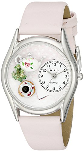 Drollige Uhren Tea Rose Rosa und silberfarben Unisex Armbanduhr Analog Leder S 0310003